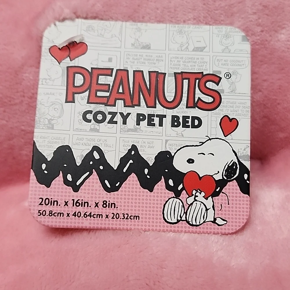 Peanuts Snoopy Valentine's Day Pink Heart Cat Dog Pet Bed New with Tags